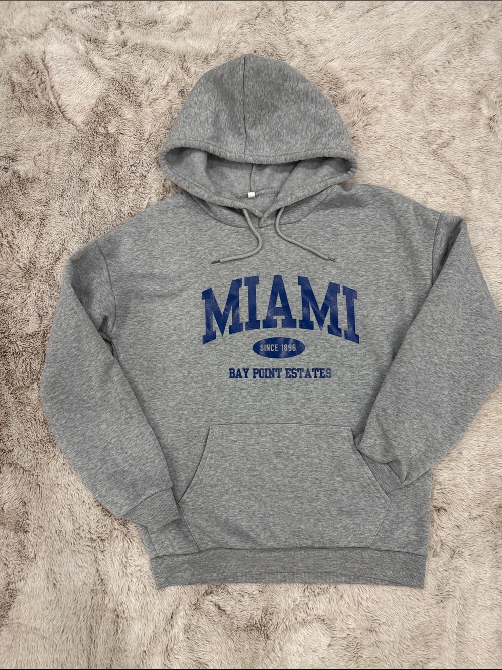 SHEIN Gray Hoodie with Blue MIAMI Graphic